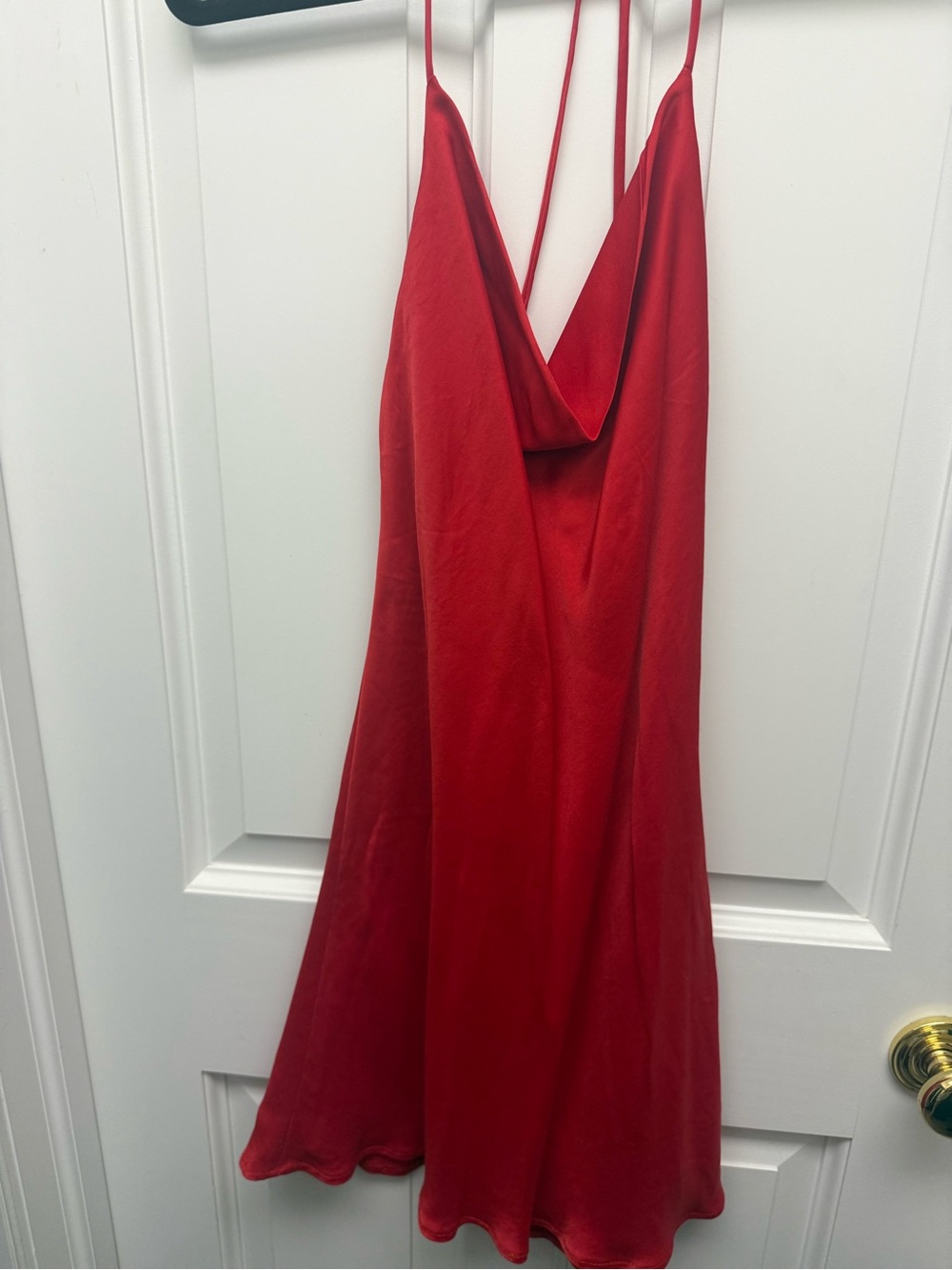 Zara Red Satin Cowl Mini Dress